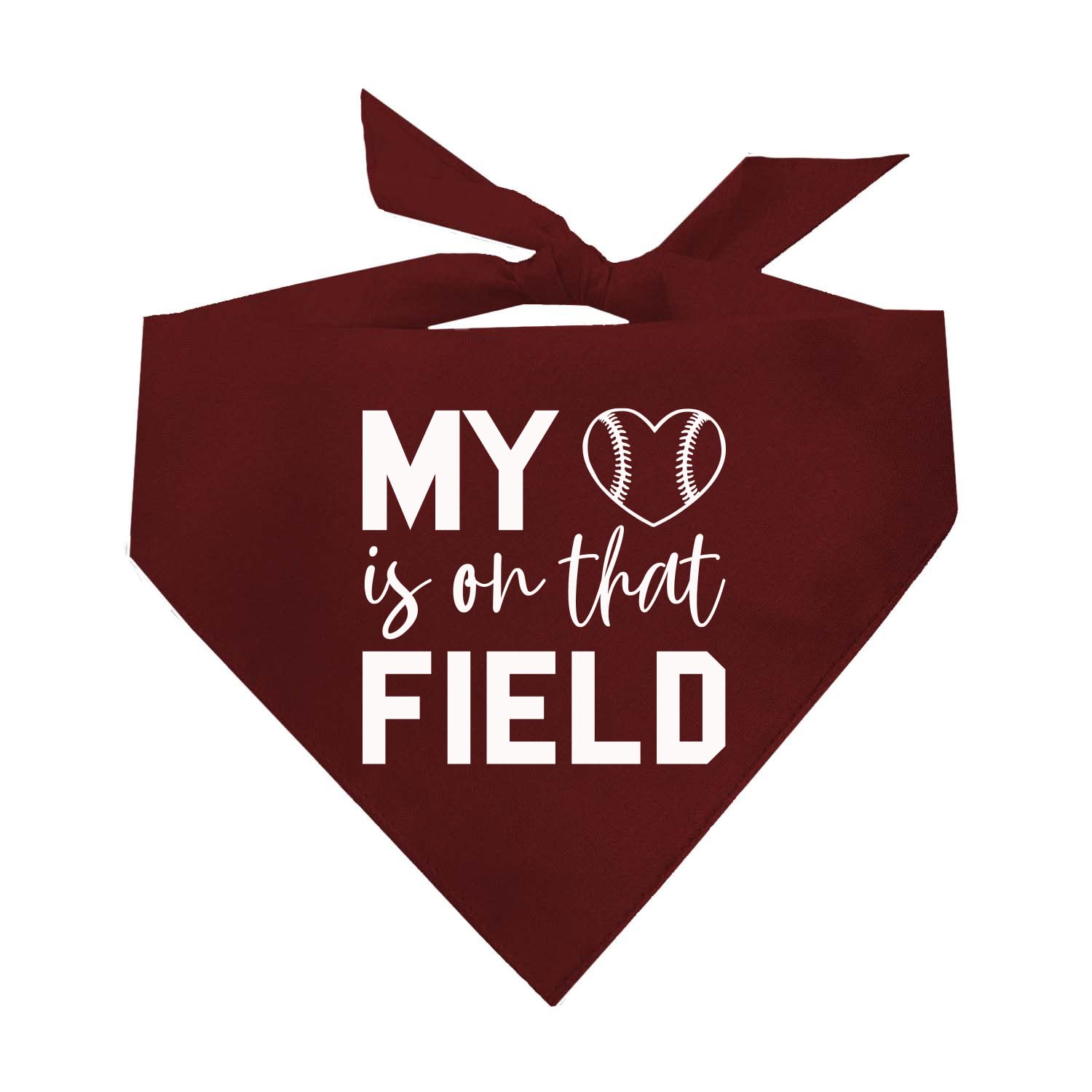 My Heart Is On That Field Baseball Dog Bandana (1044 Dark Red, One Size)