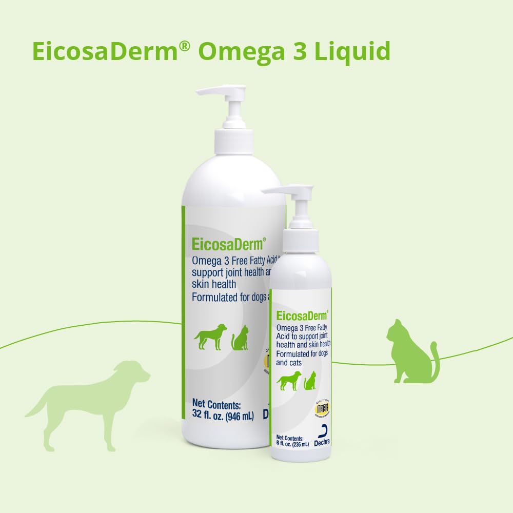 EicosaDerm Omega 3 Liquid for Dogs & Cats, 32 oz, Clear, Model 32ECW