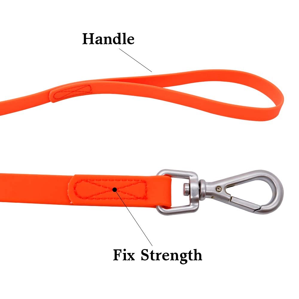 Waterproof Dog Training Leash 50Ft 30Ft 15Ft 10Ft 5Ft Heavy Duty Recall Long Lead For Large Medium Small Dogs (15Ft, Orange)