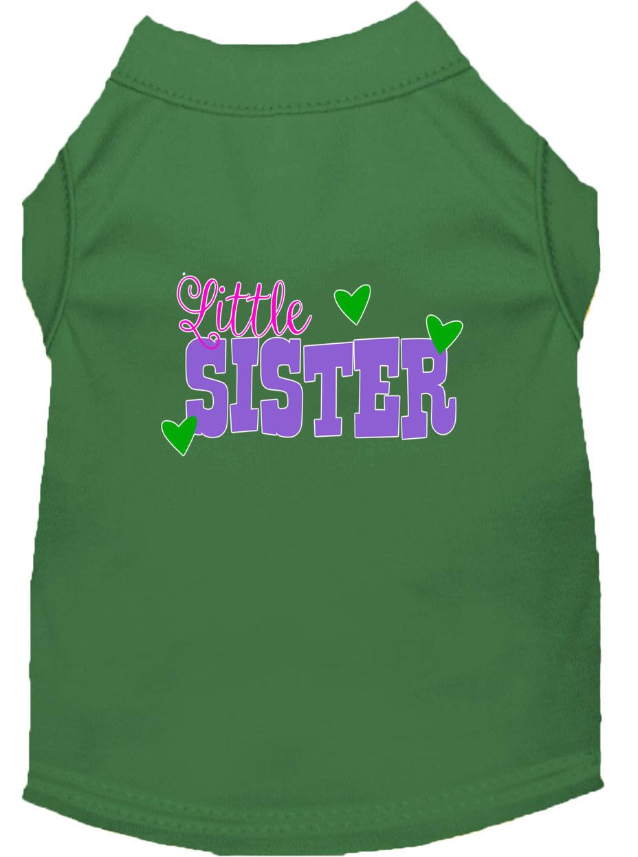 Pet Dog & Cat Shirt Screen Printed, "Little Sister" Emerald Green SM (3-6 lbs.)