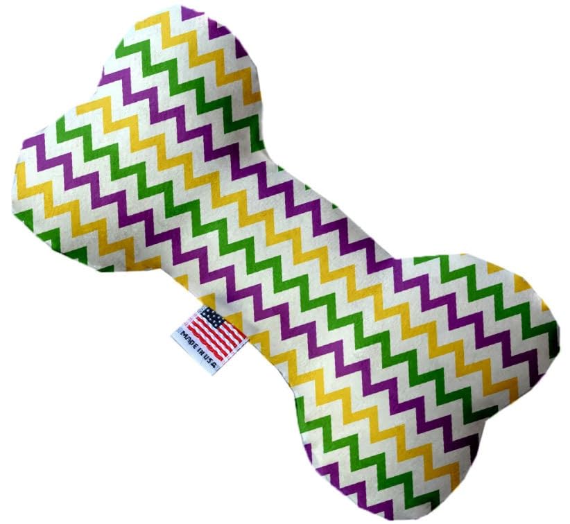 Pet and Dog Plush Heart or Bone Toy, "Mardi Gras Group" (Available in different sizes, and 10 different pattern options!) Mardi Gras Polka Dot 6" Plush Bone