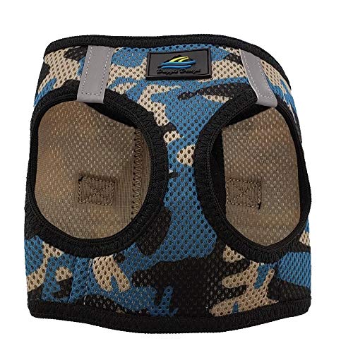 Doggie Design No Choke Dog Harness - Simple Step-In And Go Dog Vest For Small, Medium, And Large Breeds - Breathable Mesh Polyester Pet Harness - Blue Camo - L