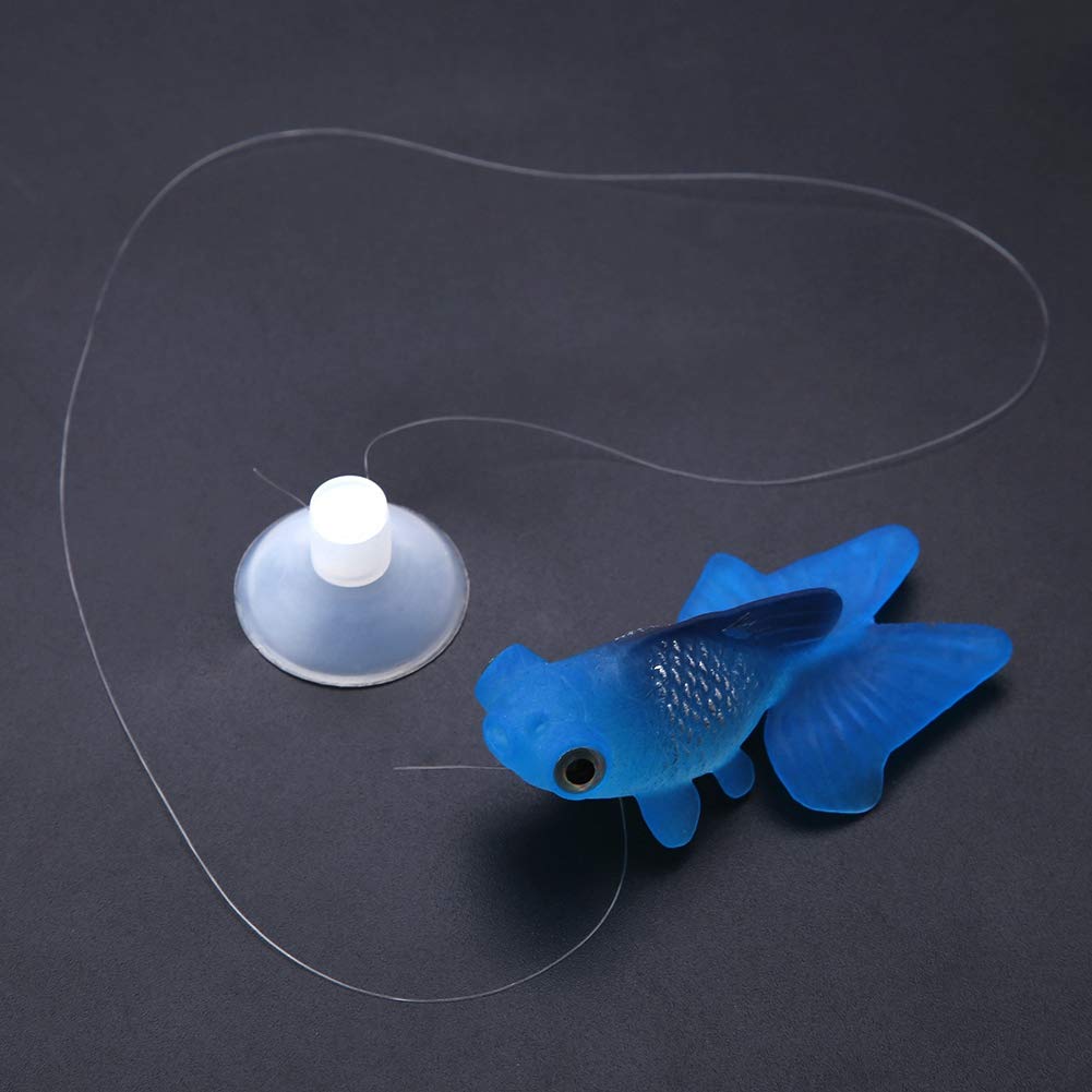 Pssopp Aquarium Fake Fish Decoration, Artificial Blue Goldfish Betta Fish Decoration Silicone Swimming Gold Fish Small Lifelike Fake Fish Funny Fish Ornaments