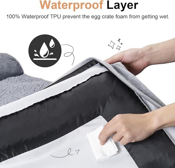 NANUYA Large Orthopedic Dog Bed, Light Grey Memory Foam, XL Size 40"x32"x6.5", Washable Removable Cover, Model NNYYUS2402G4032