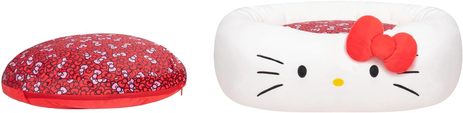 Hello Kitty And Friends Hello Kitty Pet Bed - Pet Bolster Bed With Character Design And Machine Washable Removable Insert - Medi