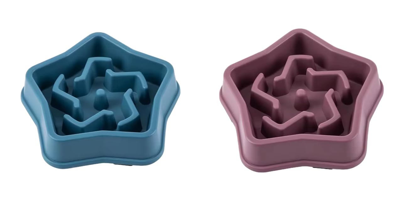 Urban Pet Gallery Pet Feeding Bowls For Dogs And Cats, Durable NonSlip Feeding Bowl, Star Design (Blue) And Pet Feeding Bowls F