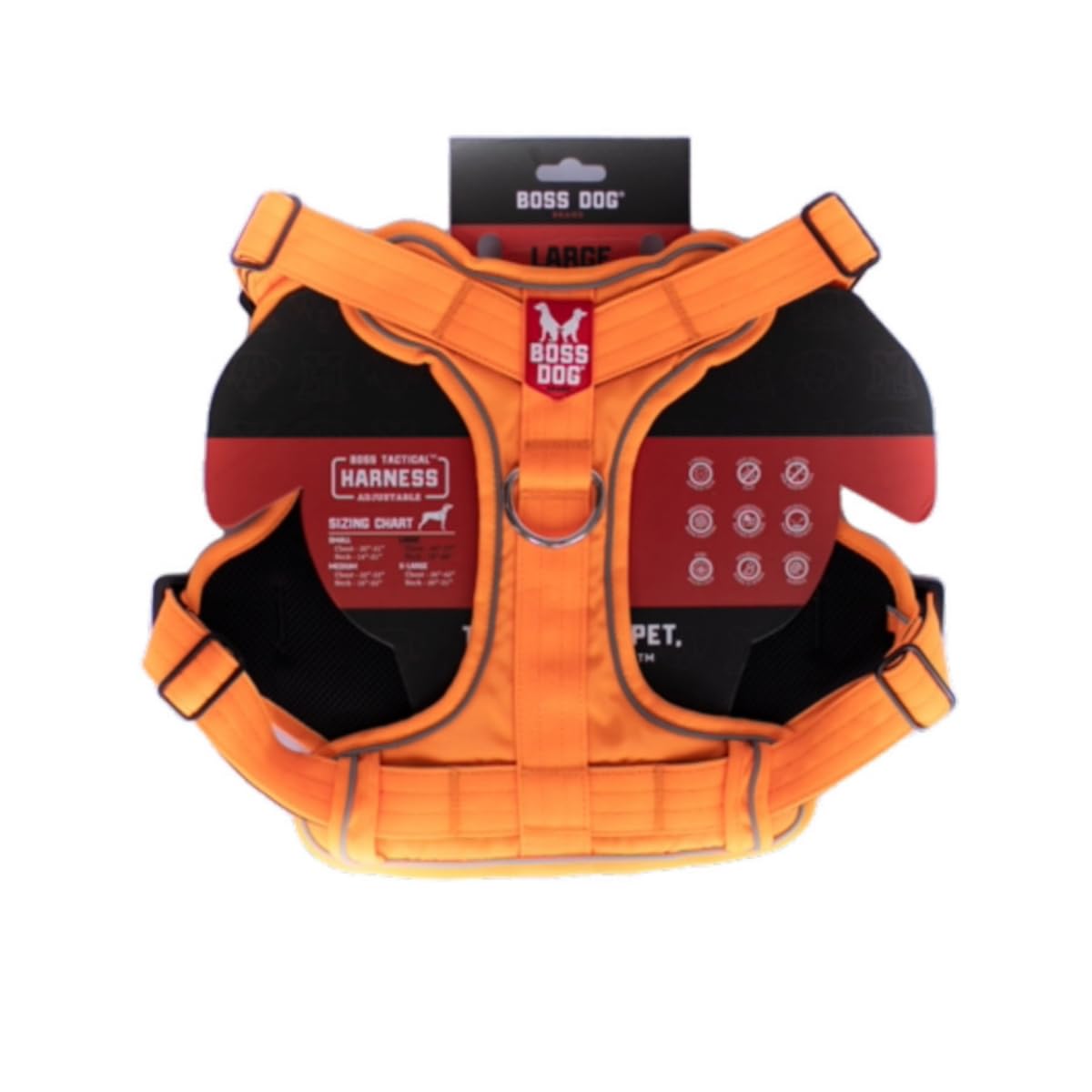 Boss Dog Tactical Harness, Orange, Large