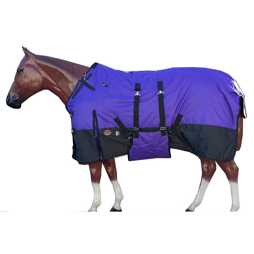 HILASON 1200D Winter Waterproof Poly Horse Turnout Blanket Belly Wrap Purple | 74 in