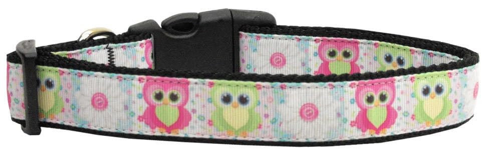 Pet Dog & Cat Nylon Collar or Leash, "Sweet As Sugar Owls" XL Collar