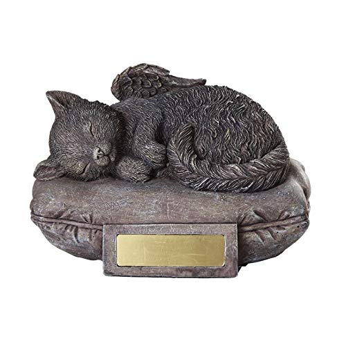 Pacific Giftware Pet Memorial Urn - Cat Angel Sleeping on Pillow, 30 Cubic Inch, Gray, Polyresin