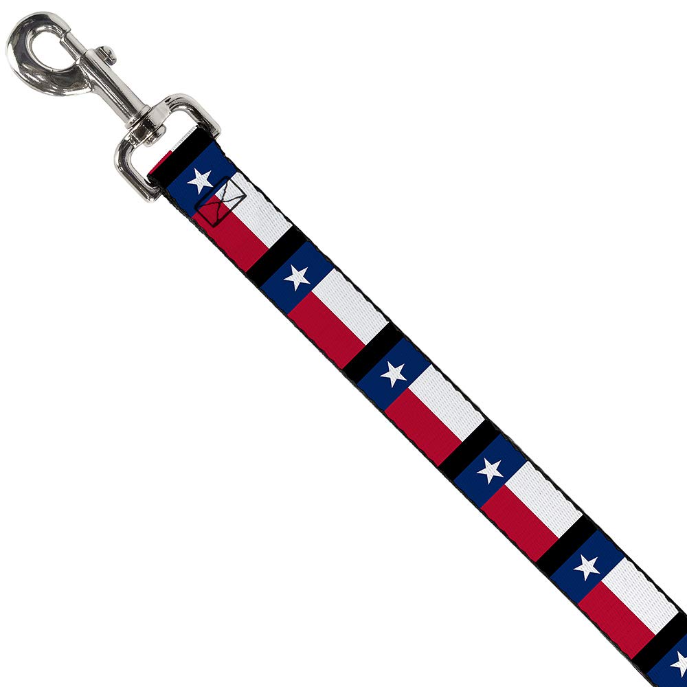 Dog Leash Texas Flag Black 6 Feet Long 0.5 Inch Wide