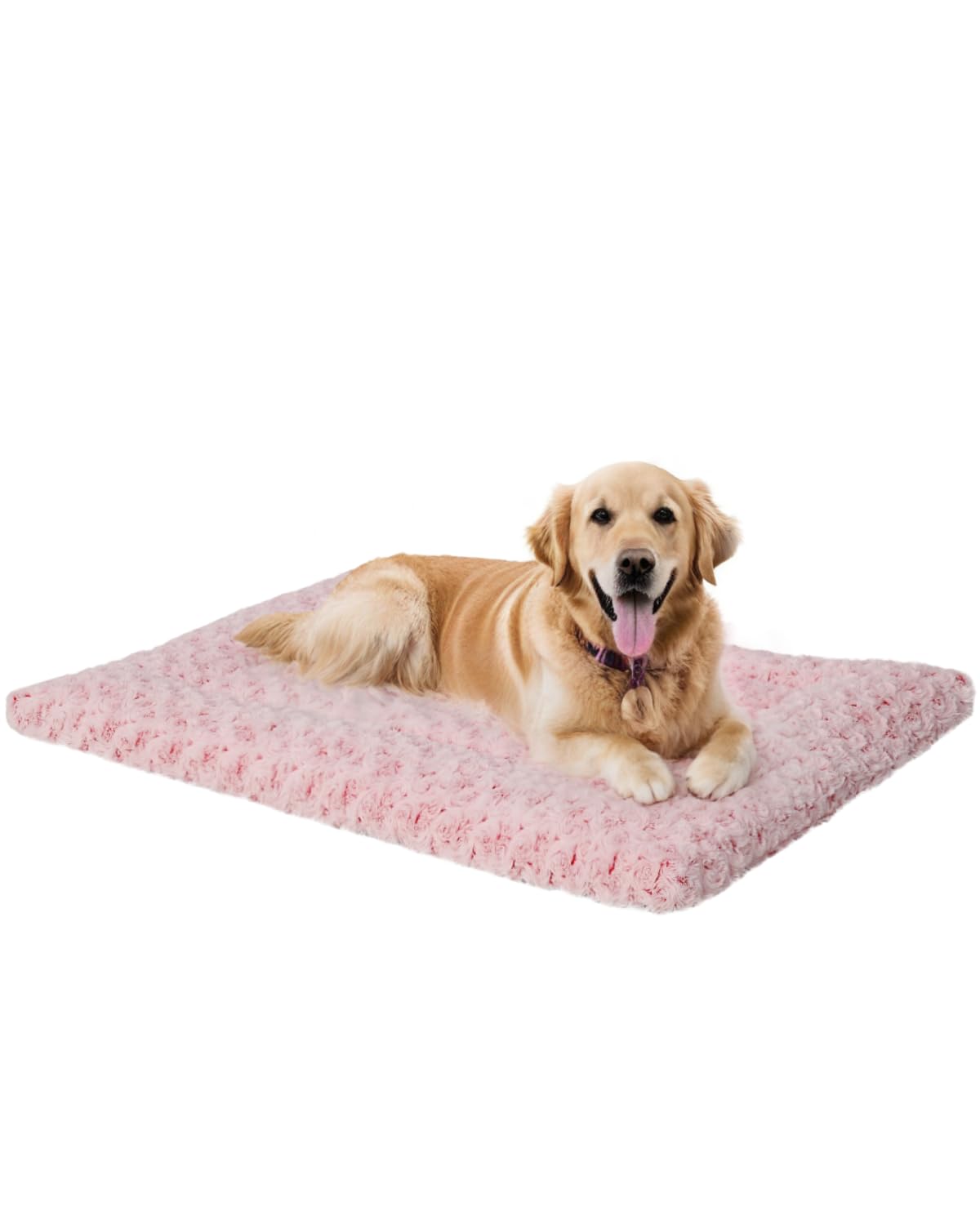 Washable Dog Bed Mat Reversible Dog Crate Pad Soft Fluffy Pet Kennel Beds Dog Sleeping Mattress For Large Jumbo Medium Small Dogs, 41 X 27 Inch, Pink
