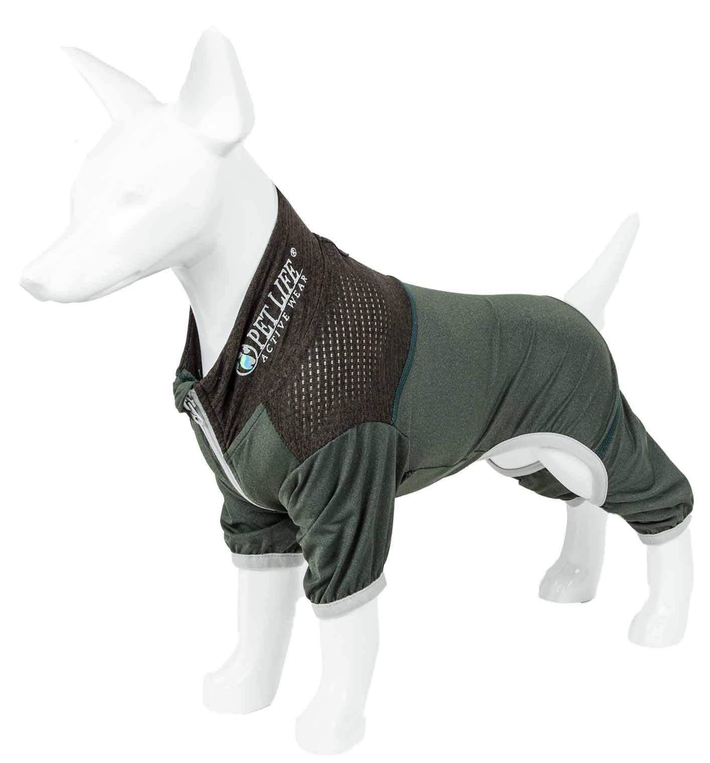 Pet Life Active 'Embarker' Heathered Performance 4-Way Stretch Two-Toned Full Body Warm Up(D0102H70W2W.)