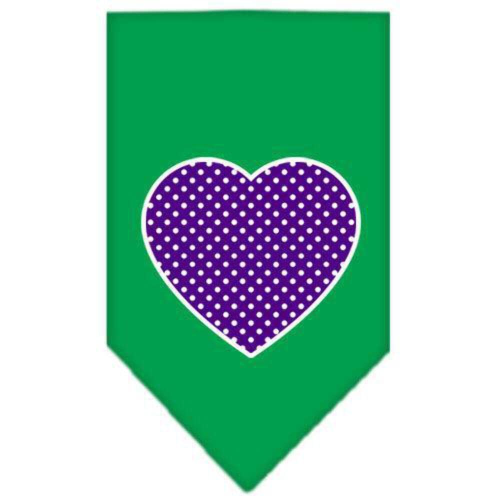 Mirage Pet Products Purple Swiss Dot Heart Screen Print Bandana for Pets, Large, Red