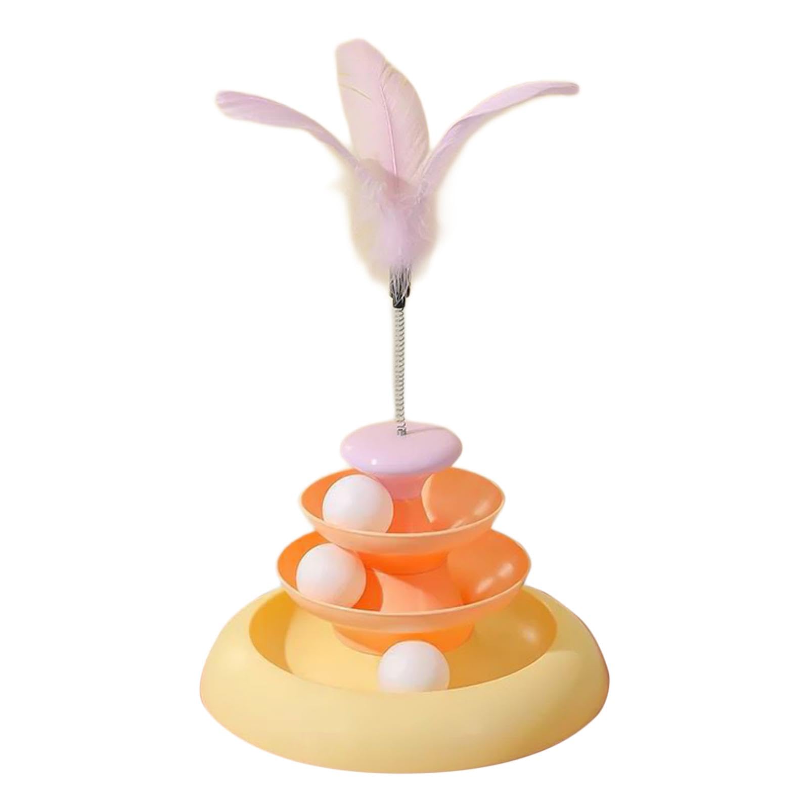 Calandis Cat Toy Roller With Feather With Ball For Kitten Cat Ball Track Toy For Cats Yellow | Toys | Cat