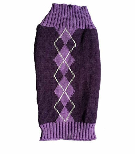 Argyle Knit Pet Sweaters Clothes For Small Dogs, Classic Purple Small (S) Size