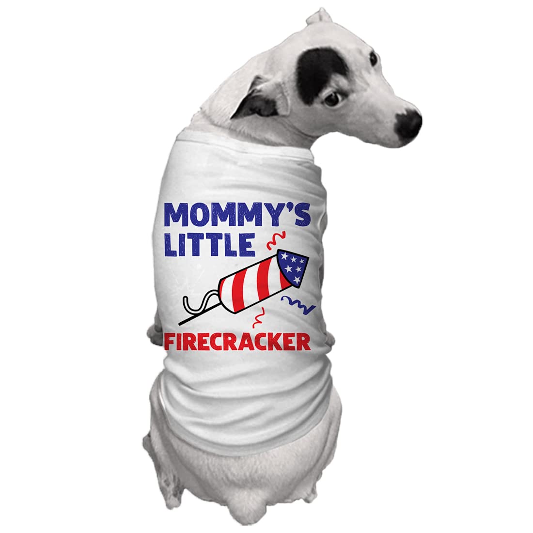 Mommy'S Little Firecracker - Usa Independence Day 4Th Of July Dog Shirt (White, Medium)