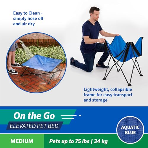 Coolaroo On The Go Pet Bed - Aquatic Blue - Medium (30'' 30'')