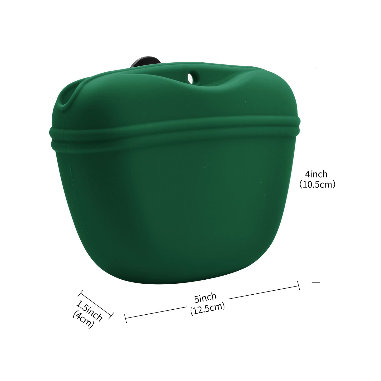 AUDWUD - Silicone Dog Treat Pouch - Clip on Portable Training Container - Convenient Magnetic Buckle Closing and Waist Clip - BP