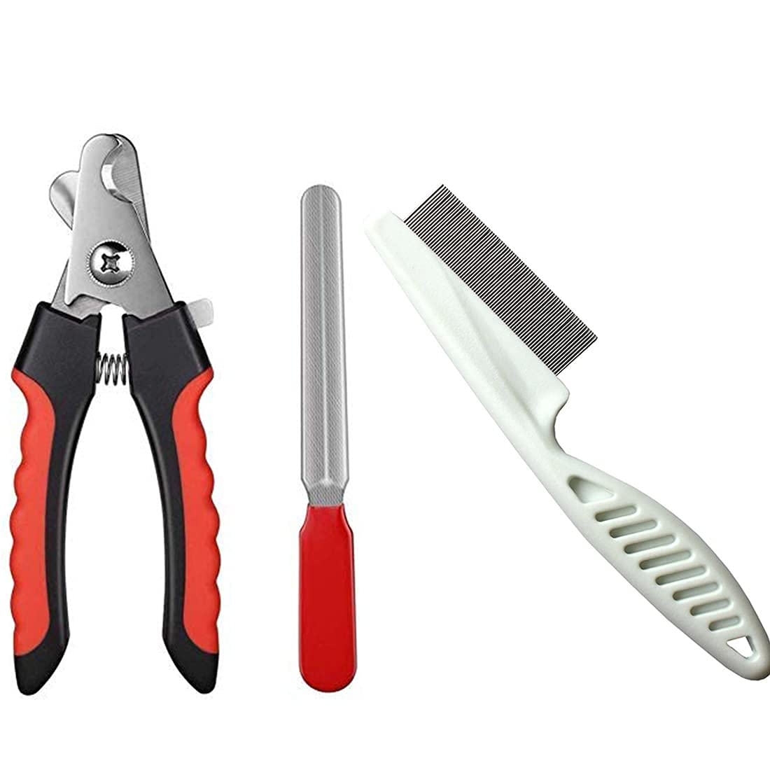 Kspups Pet Grooming Combo Pack Nail Cutter And Grinder And Plastic Handle Flea Comb Suitable For Grooming Dogs And Puppies  Mul