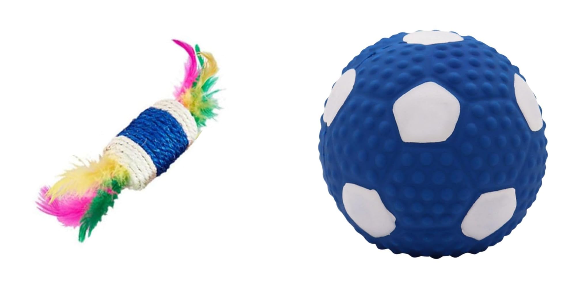 Pet Fun Cat Teaser Stick With Feather & Paper Rope Cylinder Interactive Play Toy & NonToxic Latex Squeaky Ball For Dogs & Cats 