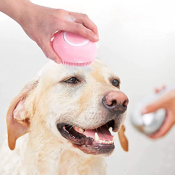 Rvpaws Dog Bath Brush Body Scrubber Shampoo Dispenser Tick Remover For Shower Bathing Brush  Multicolor