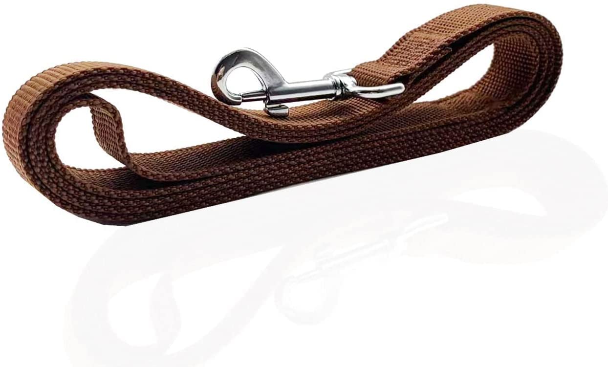 Nylon Dog Leash 4 Ft 5 Feet 6 Foot Long, Walking Training Dog Leashes For Medium Large Dogs, 1 Inch Wide (5/8'' X 6 Ft, Brown)
