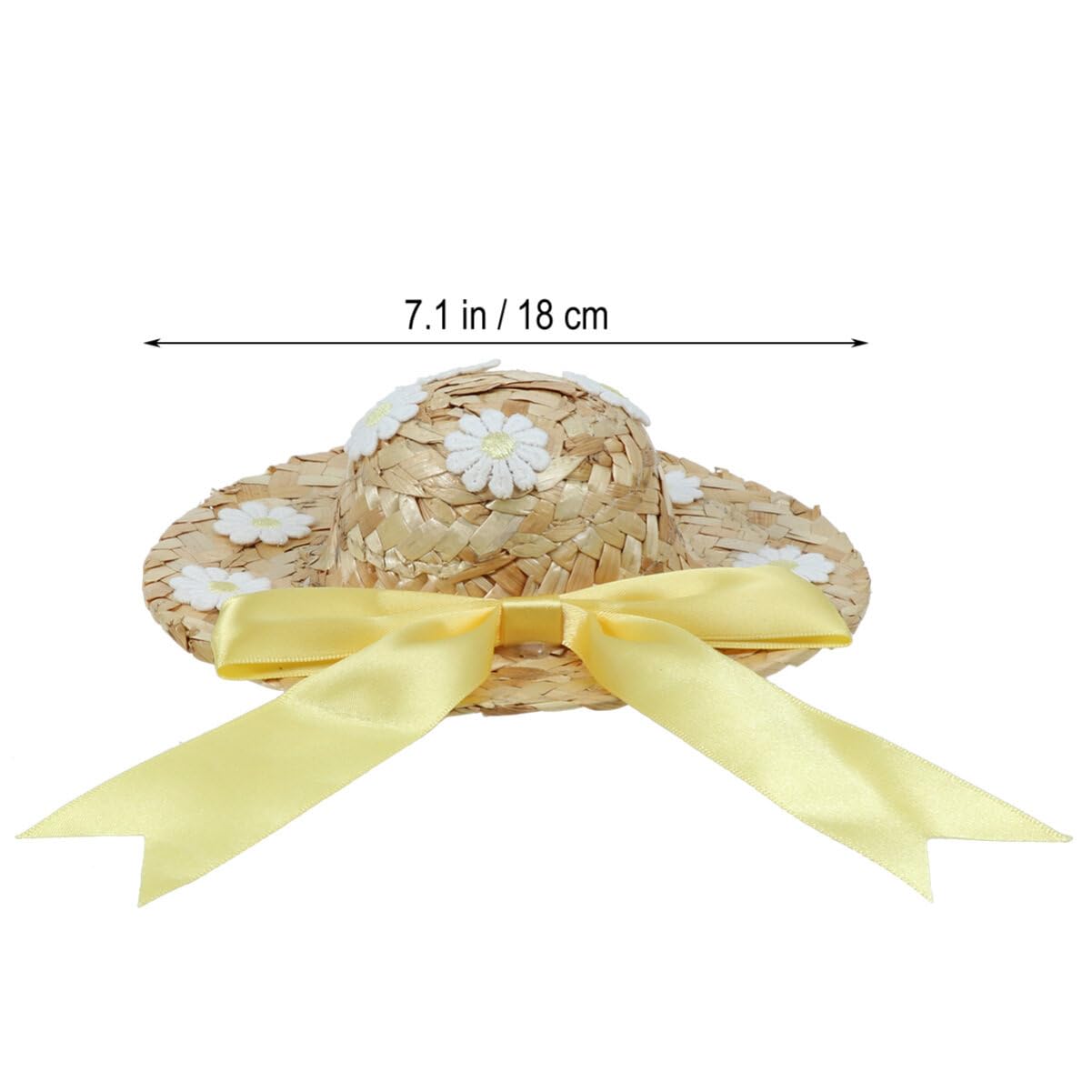 Iplusmile Summer Floral Straw Hat Pet Sun Cap Mini Dog Cat Handcrafted Cap For Small Dogs Puppy Cats (Yellow, Size L)
