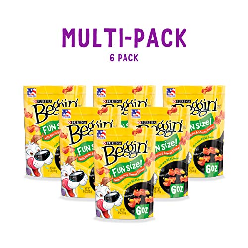 Purina Beggin Dog Treats, Fun Size With Bacon and Cheese Flavor - (6) 6 oz. Pouches