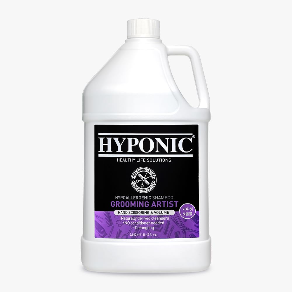 HYPONIC Grooming Artist Shampoo - Premium Hypoallergenic Pet Shampoo for Groomers (Hand Scissoring & Volume (1 GAL))