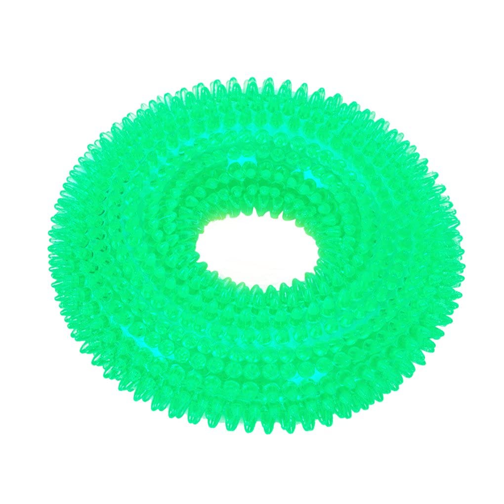 The Dds Store Dog Toy Chew Toy Squeak Ring Ball Tpr Teeth Molar Sound Interactive Game Toy, Green1 Piece