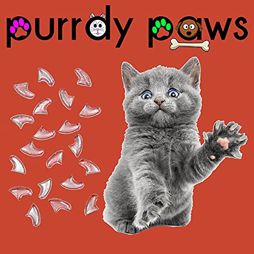 Purrdy Paws 40 Pack Soft Nail Caps for Cat Claws Clear Large