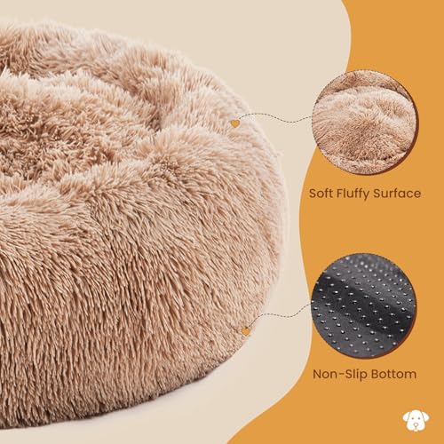 DUMOS Donut Dog Bed, Washable Dog Couch Bed with Removable Cover, Waterproof Pet Bed for Small Size Dogs, Memory Foam Pet Bed No