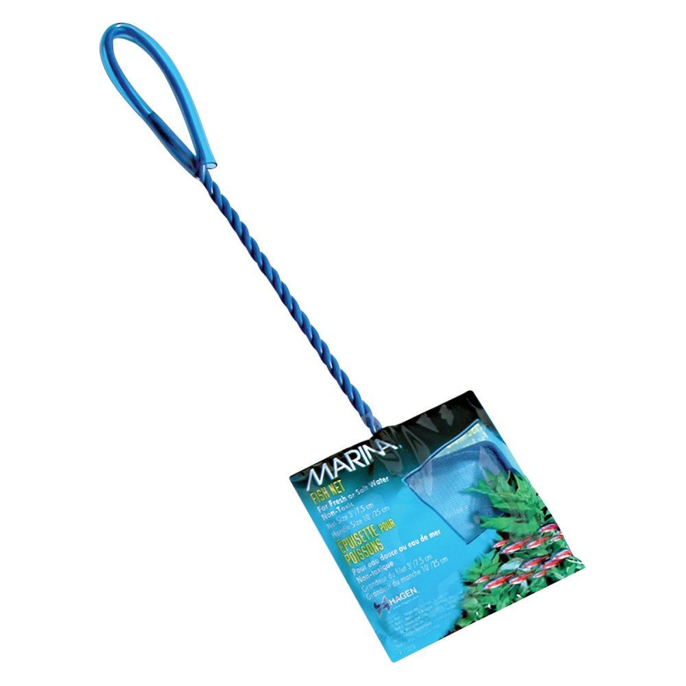 Marina 3-Inch Blue Fine Nylon Net With 10-Inch Handle, Aquarium Maintenance Tool, Blue, 11273