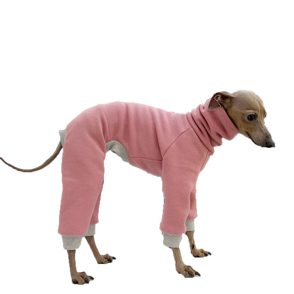 D Doggy Star Italian Greyhound Clothes Strechy Fleeced Lining Simple Onesie Whippet For Dog Coat (S,Simple Pink)