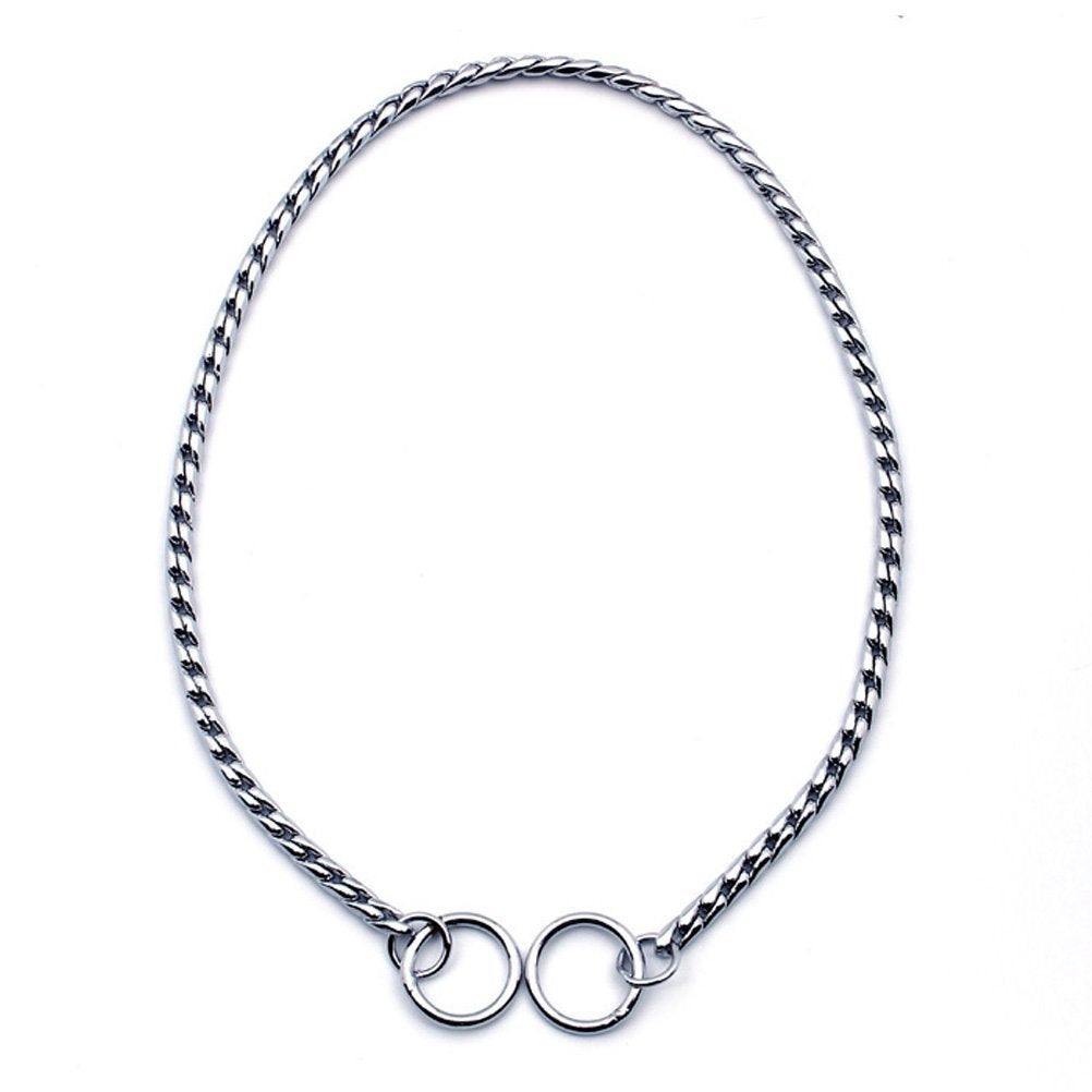 Sgoda Silver Dog Chain Collar Choke Pet Training Snake Collar With Heavy Links, 24 In, 5 Mm