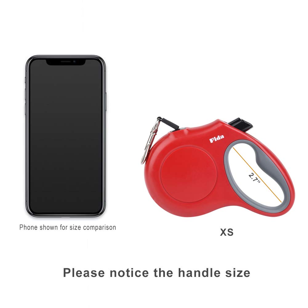 Fida Retractable Dog Leash X-Small Breed, 10 Ft Durable Pet Walking Leash For Extra Small Dogs/Cats/Small Animals Up To 18 Lbs, 360?Tangle Free, Red