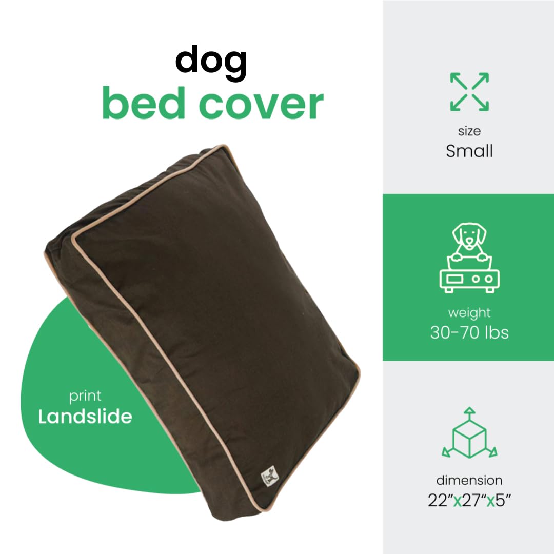 Molly Mutt Small Dog Bed Cover - Landslide Print - Measures 22'X27'X5'- 100% Cotton - Durable - Breathable - Sustainable - Ma