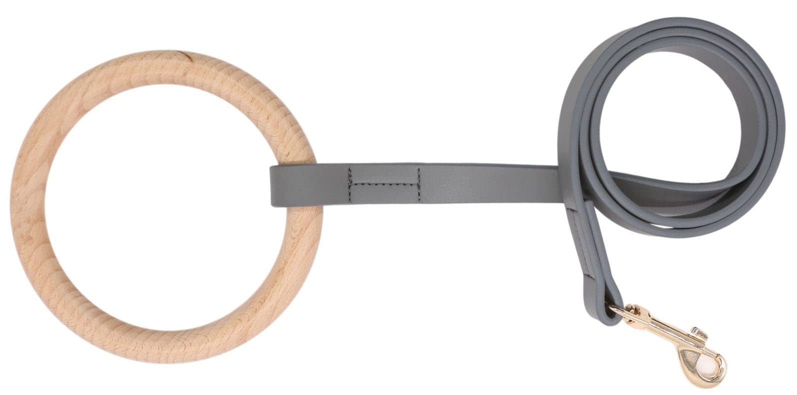 Pet Life Ever-Craft Boutique Series Beechwood and Leather Designer Dog Leash, Grey