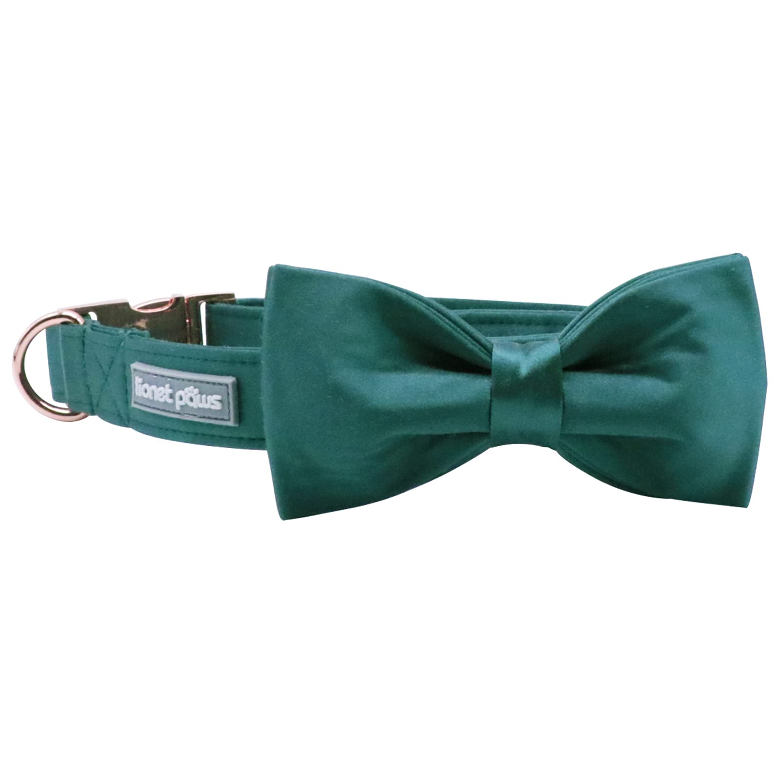 Lionet Paws Bowtie Dog Collar - Comfortable Silk Christmas Dog Collar With Detachable Bow Tie For Large Dogs, Neck 16-24 Inches