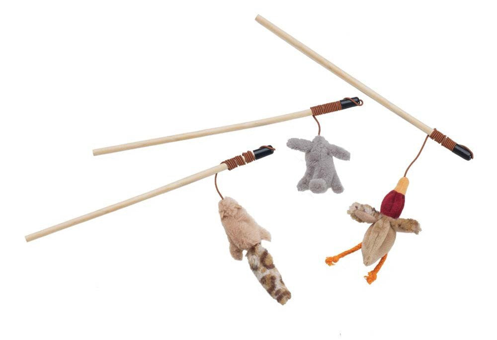Ethical Pets Bulk Buy (3-Pack) Skinneeez Forest Friends Wand For Cats 12 Inch Rabbit, Duck Or Chipmunk 2727