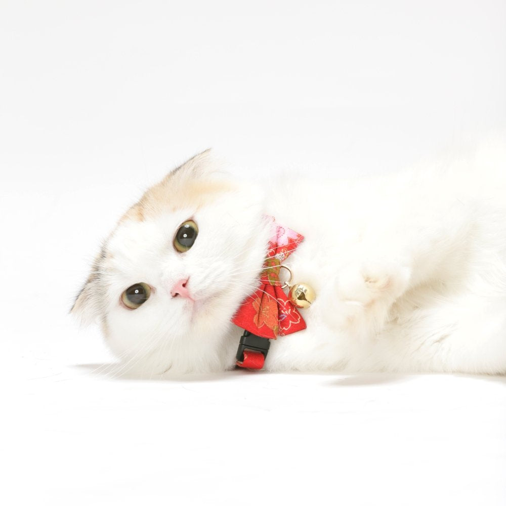 Necoichi Kimono Bow Tie Cat Collar (Red)