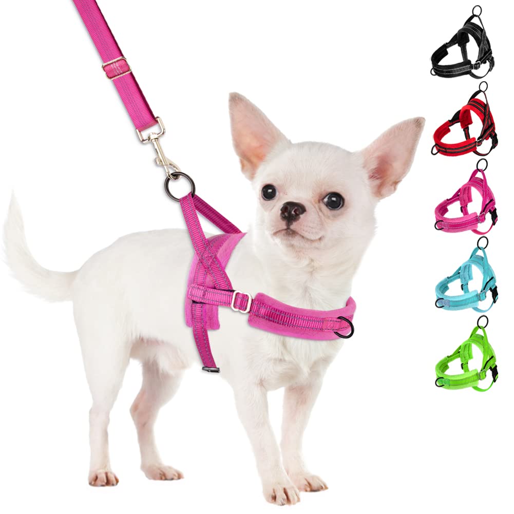SlowTon No Pull Dog Harness & Leash Set, Medium, Nylon, Reflective, Adjustable, Black
