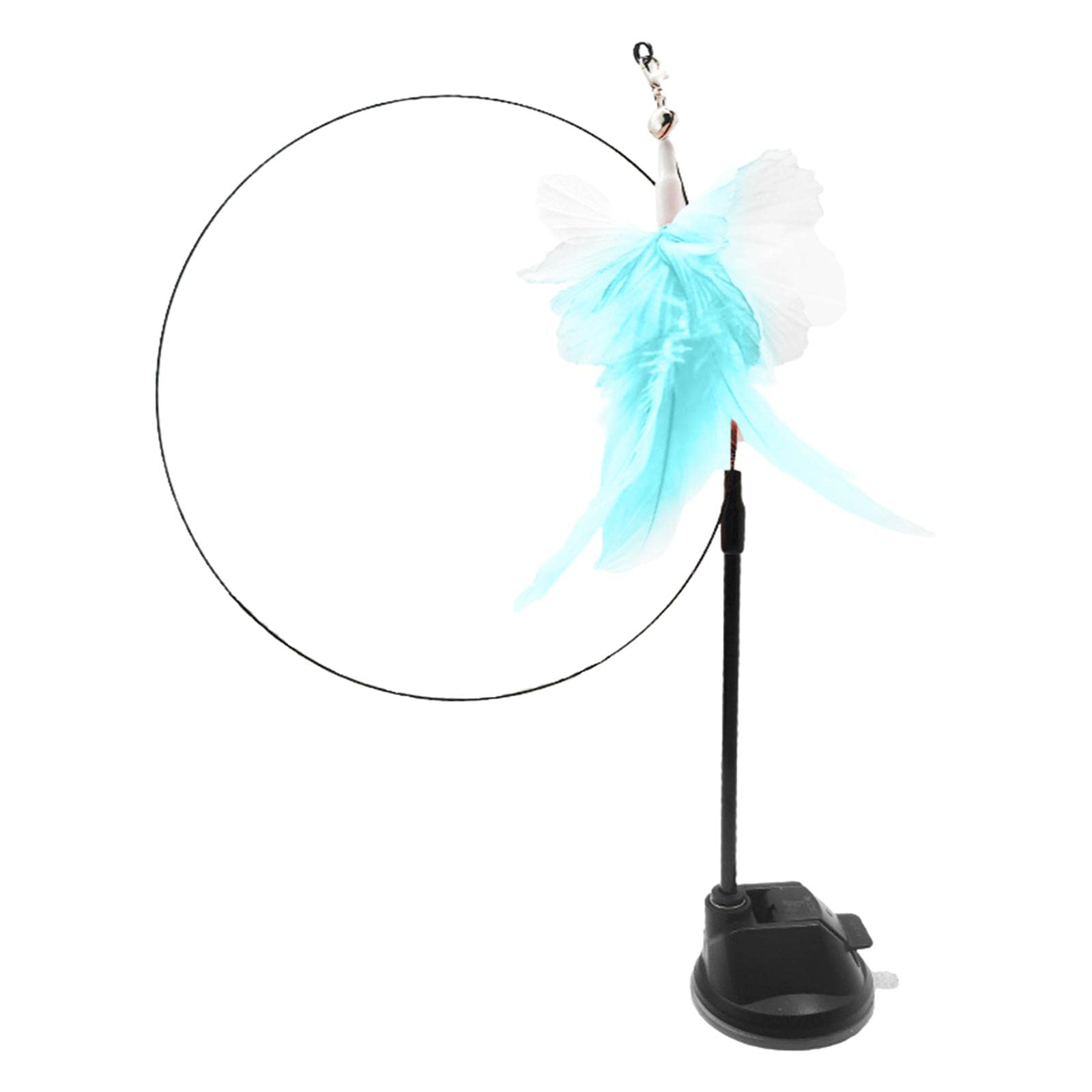 Ujeavette Funny Cat Stick Toy Teaser Wand Toy Bells Detachable For Kitten Catch Blue
