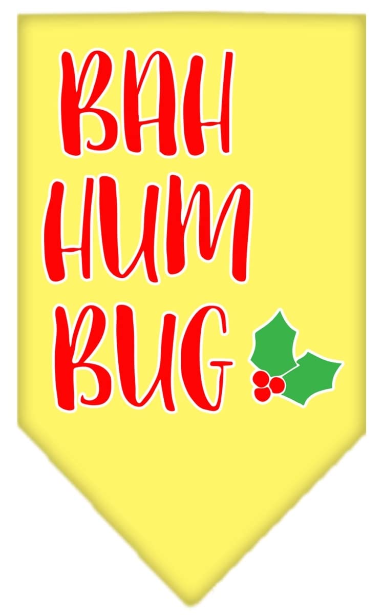 Christmas Pet and Dog Bandana Screen Printed, "Bah Humbug" Yellow Large