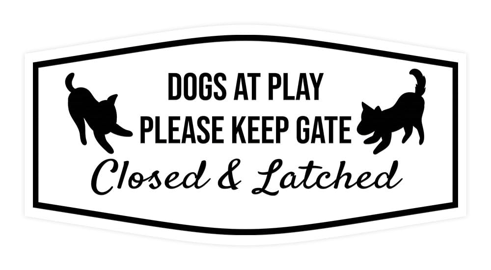 Motto Lita Fancy Paws, Dogs At Play Please Keep Gate Closed & Latched Sign (White) - Small