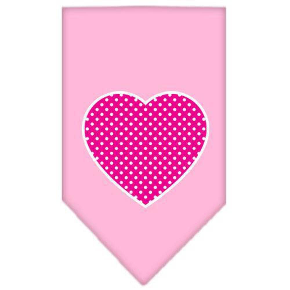Pet and Dog Bandana Screen Printed, "Pink Swiss Dot Heart" Orange Large