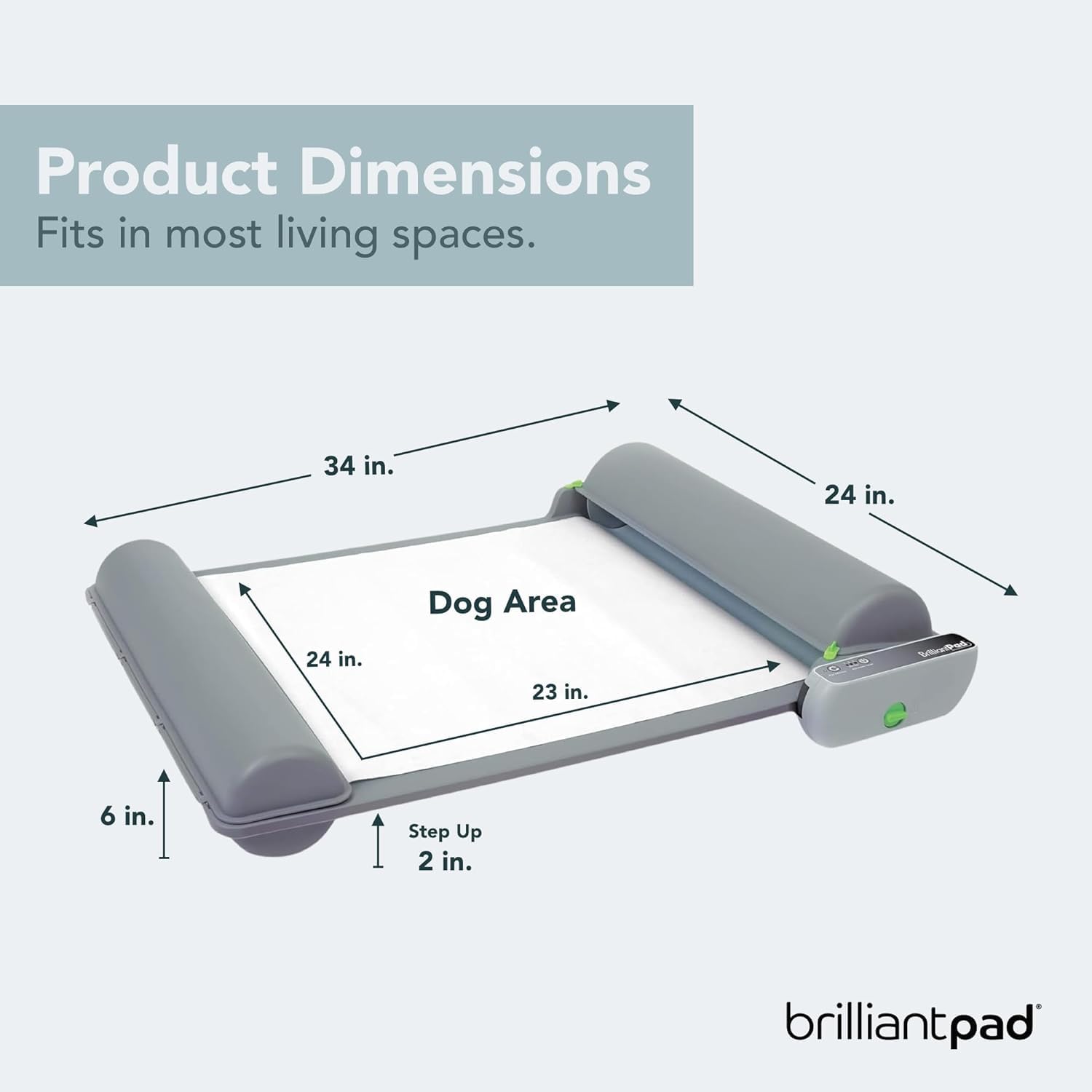 BrilliantPad Indoor Dog Potty for Small Pets, Basic | Automatic Self Cleaning with Odor Control, Puppy Training Alternative to G