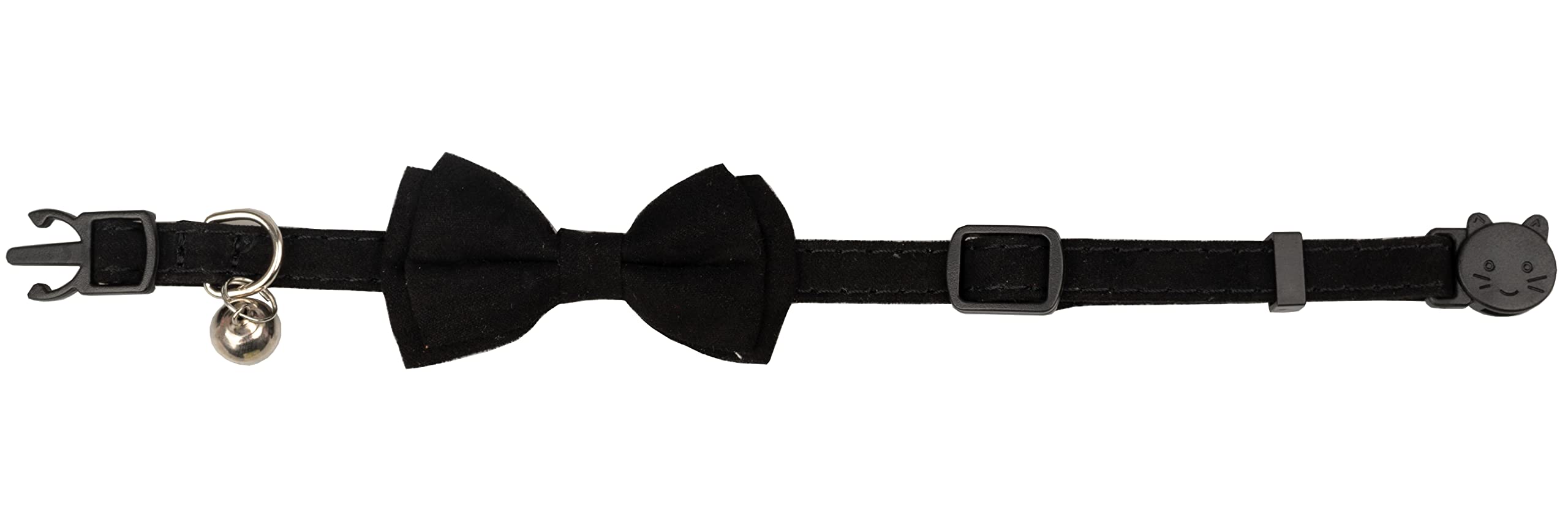 Gyapet Cat Collar With Bell Breakaway Kitten Small Puppy Safety Bow Tie Solid Wedding Basic Color [1Pc] Black