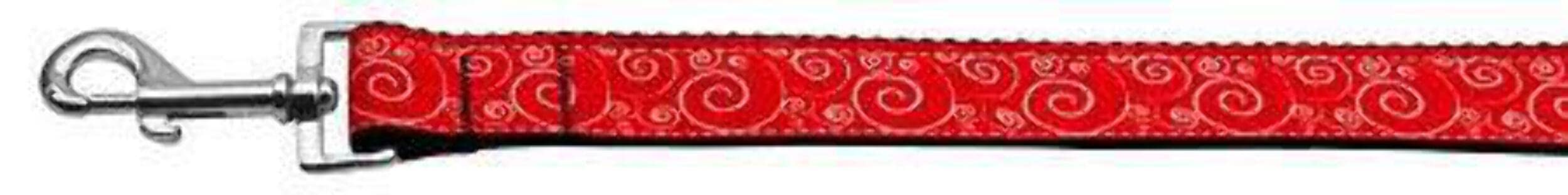 Pet Dog and Cat Nylon Collar or Leash, "Red & White Swirly" 3/8" w x 4 ft. leash